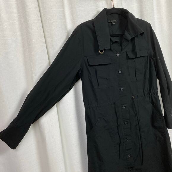 Banana Republic Black Cotton Trench Back Shirt Dress Sz.M - Picture 9 of 14